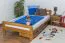 Kinderbett / Jugendbett Kiefer Vollholz massiv Eichefarben A6, inkl. Lattenrost - Abmessung 120 x 200 cm