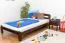 Kinderbett / Jugendbett Kiefer Vollholz massiv Nussfarben A5, inkl. Lattenrost - Abmessung 120 x 200 cm
