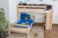 Etagenbett / Spielbett Phillip Buche massiv natur mit Regal, inkl. Rollrost - 90 x 200 cm, teilbar