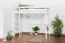 Kinderbett Hochbett / Kinderbett Dominik Buche Vollholz massiv Weiß lackiert inkl. Rollrost - 90 x 200 cm