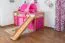 Kinderbett Hochbett Georg mit Rutsche Buche Vollholz massiv natur inkl. Rollrost - 90 x 200 cm