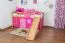 Kinderbett Hochbett Georg mit Rutsche Buche Vollholz massiv natur inkl. Rollrost - 90 x 200 cm