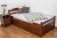 Einzelbett / Gästebett "Easy Premium Line" K1/2h inkl. 2. Liegeplatz und 2 Abdeckblenden, 90 x 200 cm Buche Vollholz massiv dunkelbraun lackiert