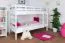 Etagenbett / Stockbett "Easy Premium Line" K18/n, Kopfteil mit Löchern, Buche Vollholz massiv Weiß - 90 x 190 cm, (L x B) teilbar