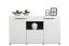 Helles Wohnzimmer Komplett - Set B Idos, 6-teilig, Farbe: Weiß / Weiß Hochglanz / Schwarz, mit Parsolglas, zwei Vitrinen, eine Kommode, ein TV-Schrank, ein Couchtisch und ein Wandregal