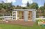 Gartenhaus G264 Lichtgrau - 28 mm Blockbohlenhaus, Grundfläche: 8,78 m², Pultdach