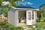 Gartenhaus G172 Lichtgrau inkl. Fußboden - 44 mm Blockbohlenhaus, Fläche: 7,02 m², Satteldach
