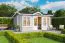 Gartenhaus G221 Lichtgrau inkl. Fußboden - 44 mm Blockbohlenhaus, Grundfläche: 12 m², Satteldach