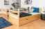 Etagenbett 90 x 200 cm für Erwachsene "Easy Premium Line" K17/n inkl. 2 Schubladen und 2 Abdeckblenden, Buche Massivholz Natur lackiert, teilbar