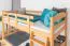 Etagenbett 90 x 200 cm für Erwachsene "Easy Premium Line" K17/n inkl. Liegeplatz und 2 Abdeckblenden, Buche Massivholz Natur lackiert, teilbar
