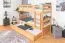 Etagenbett 90 x 200 cm für Erwachsene "Easy Premium Line" K17/n inkl. Liegeplatz und 2 Abdeckblenden, Buche Massivholz Natur lackiert, teilbar
