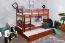 Etagenbett / Stockbett 90 x 200 cm "Easy Premium Line" K17/n inkl. Liegeplatz und 2 Abdeckblenden, Buche Massivholz Kirschfarben lackiert, teilbar
