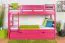 Etagenbett / Stockbett 90 x 200 cm "Easy Premium Line" K17/n inkl. Liegeplatz und 2 Abdeckblenden, Buche Massivholz Rosa lackiert, teilbar