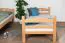 Kinder- Etagenbett / Stockbett "Easy Premium Line" K18/n, Kopfteil mit Löchern, Buche Vollholz massiv Natur - 90 x 190 cm, (L x B) teilbar