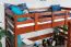 Hochbett 90 x 200 cm für Kinder, "Easy Premium Line" K22/n, Buche Massivholz kirschfarben, teilbar