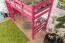 Hochbett 90 x 200 cm für Erwachsene, "Easy Premium Line" K22/n, Buche Massivholz rosa lackiert, teilbar