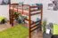 Hochbett 90 x 190 cm, "Easy Premium Line" K22/n, Buche Massivholz Dunkelbraun, teilbar