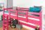 Hochbett 90 x 190 cm für Erwachsene, "Easy Premium Line" K22/n, Buche Massivholz rosa lackiert, teilbar