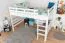 Hochbett 140 x 190 cm für Erwachsene "Easy Premium Line" K23/n, Buche Massivholz weiß lackiert, teilbar