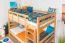 Etagenbett / Stockbett 120 x 190 cm für Kinder "Easy Premium Line" K24/n, Kopf- und Fußteil gerade, Buche Massivholz Natur lackiert, teilbar