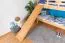 Etagenbett mit Rutsche 90 x 200 cm, Buche Massivholz Natur lackiert, teilbar in zwei Einzelbetten, "Easy Premium Line" K25/n