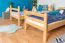 Etagenbett mit Rutsche 90 x 200 cm, Buche Massivholz Natur lackiert, teilbar in zwei Einzelbetten, "Easy Premium Line" K25/n