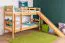 Etagenbett mit Rutsche 90 x 190 cm, Buche Massivholz Natur lackiert, umbaubar in zwei Einzelbetten, "Easy Premium Line" K27/n