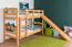 Etagenbett mit Rutsche 90 x 190 cm, Buche Massivholz Natur lackiert, umbaubar in zwei Einzelbetten, "Easy Premium Line" K27/n