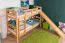 Etagenbett mit Rutsche 90 x 190 cm, Buche Massivholz Natur lackiert, umbaubar in zwei Einzelbetten, "Easy Premium Line" K27/n