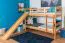 Etagenbett mit Rutsche 90 x 200 cm, Buche Massivholz Natur lackiert, teilbar in zwei Einzelbetten, "Easy Premium Line" K27/n