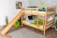 Großes Etagenbett mit Rutsche 160 x 190 cm, Buche Massivholz Natur lackiert, umbaubar in zwei Einzelbetten, "Easy Premium Line" K32/n