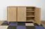 Kommode | 3 Drehtüren | Farbe: Eiche | 6 Fächer | Soft-Close Funktion | verstellbare Einlegeböden | 123 x 46 x 83 cm | Eichenholzbeine | Sideboard
