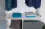 Jugendzimmer - Drehtürenschrank / Kleiderschrank Syrina 05, Farbe: Weiß / Grau / Blau - Abmessungen: 202 x 153 x 55 cm (H x B x T)