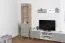 Vitrine Hohgant 09, Farbe: Weiß / Grau Hochglanz - 209 x 50 x 42 cm (H x B x T)