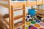 Massivholz Hochbett für Kinder | Matratzenmaß: 90 x 190 cm | Natur Lackiert | umbaubar in Einzelbett | Premium-Qualität | inkl. Rollrost Abbildung