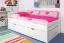 Ausziehbett / Kinderbett 90 x 200 cm | Massivholz: Buche | Weiß Lackiert | inkl. 2. Liegeplatz 90 x 190 cm ausziehbar und 2 Rollrost Abbildung