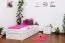 Kinderbett 90 x 200 cm | Massivholz: Buche | Weiß Lackiert | inkl. 2. Liegeplatz 90 x 190 cm ausziehbar (Rollbett) und 2 Rollrost Abbildung