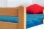 Massivholz Hochbett für Kinder | Matratzenmaß: 120 x 200 cm | Natur Lackiert | umbaubar in Einzelbett | Premium-Qualität | inkl. Rollrost Abbildung