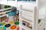 Massivholz Hochbett für Kinder | Matratzenmaß: 90 x 190 cm | Weiß Lackiert | umbaubar in Einzelbett | Premium-Qualität | inkl. Rollrost Abbildung