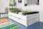 Bettrahmen für Kinder 90 x 200 cm | inkl. Stauraum / 2 Schubladen | Massivholz: Buche | Weiß Lackiert | inkl. Lattenrost Abbildung