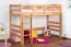 Massivholz Hochbett für Kinder | Matratzenmaß: 90 x 200 cm | Natur Lackiert | umbaubar in Einzelbett | Premium-Qualität | inkl. Rollrost Abbildung