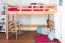 Massivholz Hochbett für Kinder | Matratzenmaß: 120 x 200 cm | Natur Lackiert | umbaubar in Einzelbett | Premium-Qualität | inkl. Rollrost Abbildung