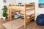 Massivholz Hochbett für Kinder | Matratzenmaß: 140 x 200 cm | Natur Lackiert | umbaubar in Einzelbett | Premium-Qualität | inkl. Rollrost Abbildung