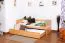 Kinderbett 90 x 200 cm | Massivholz: Buche | Natur Lackiert | inkl. 2. Liegeplatz 90 x 190 cm ausziehbar und 2 Rollrost Abbildung