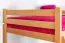 Massivholz Hochbett für Kinder | Matratzenmaß: 120 x 200 cm | Natur Lackiert | umbaubar in Einzelbett | Premium-Qualität | inkl. Rollrost Abbildung