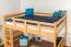 Massivholz Hochbett für Kinder | Matratzenmaß: 140 x 200 cm | Natur Lackiert | umbaubar in Einzelbett | Premium-Qualität | inkl. Rollrost Abbildung