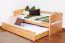 Kinderbett 90 x 200 cm | Massivholz: Buche | Natur Lackiert | inkl. 2. Liegeplatz 90 x 190 cm ausziehbar und 2 Rollrost Abbildung