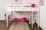 Hochbett für Jugendliche 120 x 200 cm | Massivholz: Buche | Weiß Lackiert | umbaubar in Einzelbett | Premium-Qualität | inkl. Rollrost Abbildung