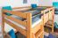 Massivholz Hochbett für Kinder | Matratzenmaß: 120 x 190 cm | Natur Lackiert | umbaubar in Einzelbett | Premium-Qualität | inkl. Rollrost Abbildung