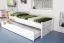 Ausziehbett / Kinderbett 90 x 200 cm | Massivholz: Buche | Weiß Lackiert | inkl. 2. Liegeplatz 90 x 190 cm ausziehbar und 2 Rollrost Abbildung